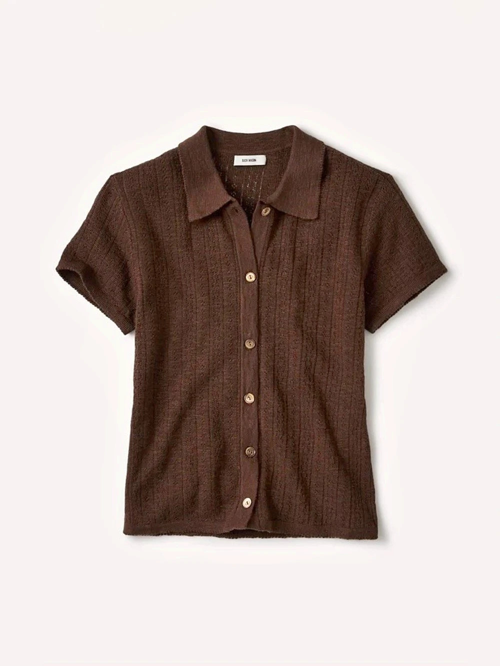 Buck Mason Coastal Linen Pointelle Polo in Umber